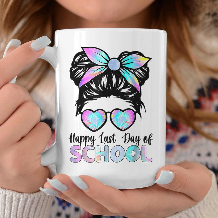 Happy Last Day Of School Teacher Girls Messy Bun Coffee Mug Personalized Gifts