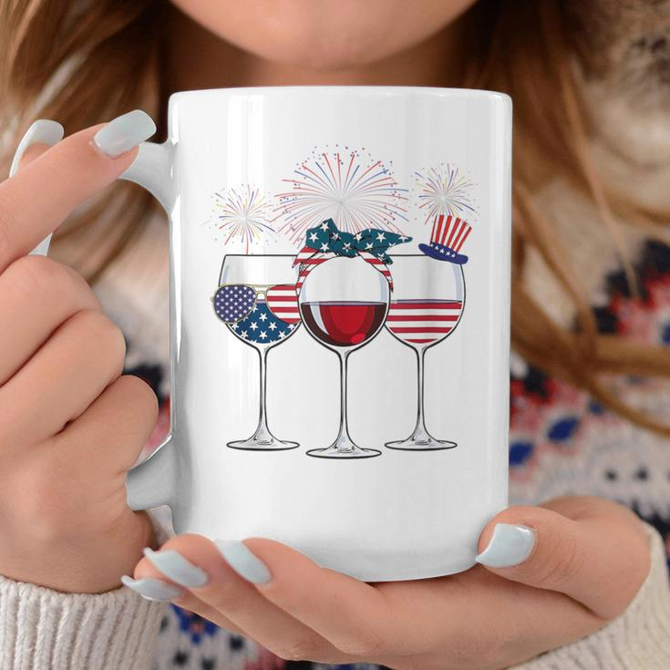 Red White And Blue Wine Glass 4Th Of July Coffee Mug Unique Gifts
