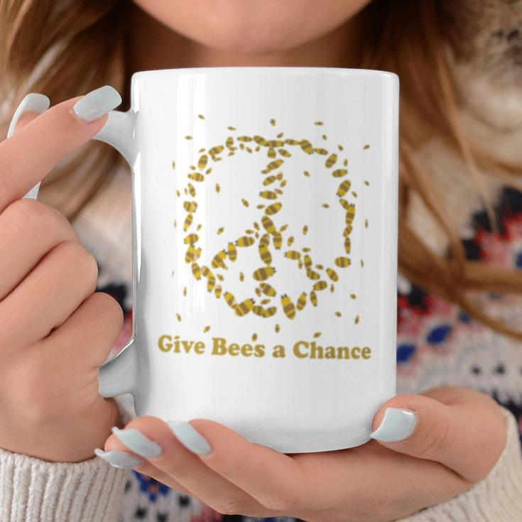 Give Bees A Chance Peace Sign Coffee Mug Unique Gifts