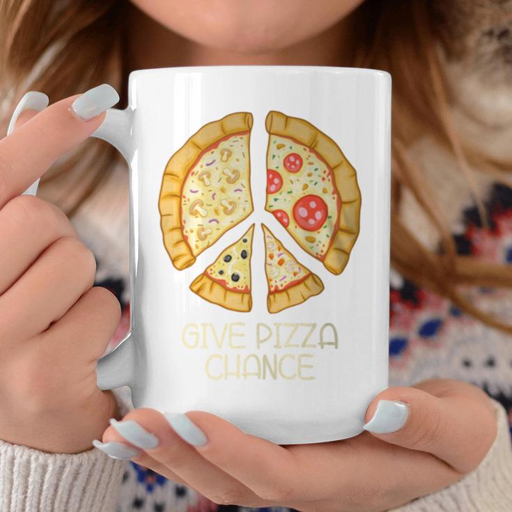 Give Pizza Chance Pizza Pun With Peace Logo Sign Coffee Mug Unique Gifts