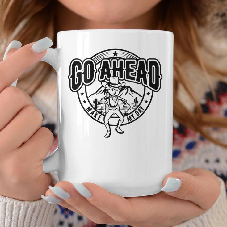 Go Ahead Make My Day Cowgirl Female Western Coffee Mug Unique Gifts