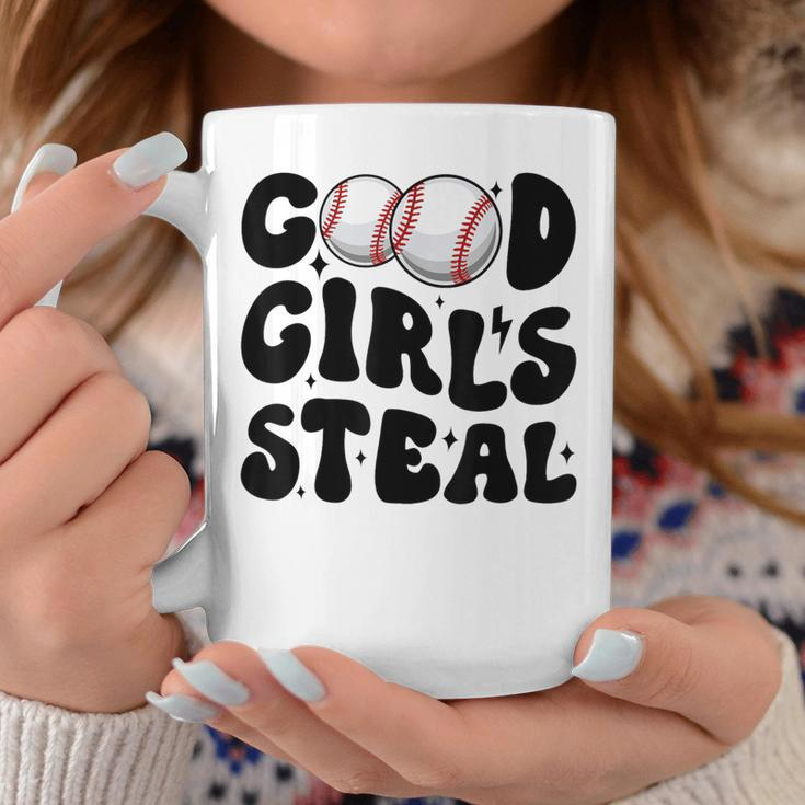 Good Girls Steal Groovy Retro Baseball Woman Girl Softball Coffee Mug Unique Gifts