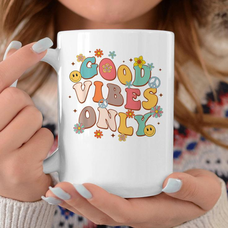 Good Vibes Only Peace Sign Love 60S 70S Retro Groovy Hippie Coffee Mug Funny Gifts