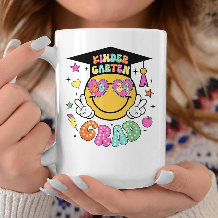 Groovy Kindergarten Graduate Happy Face Graduation 2024 Grad Coffee Mug Funny Gifts