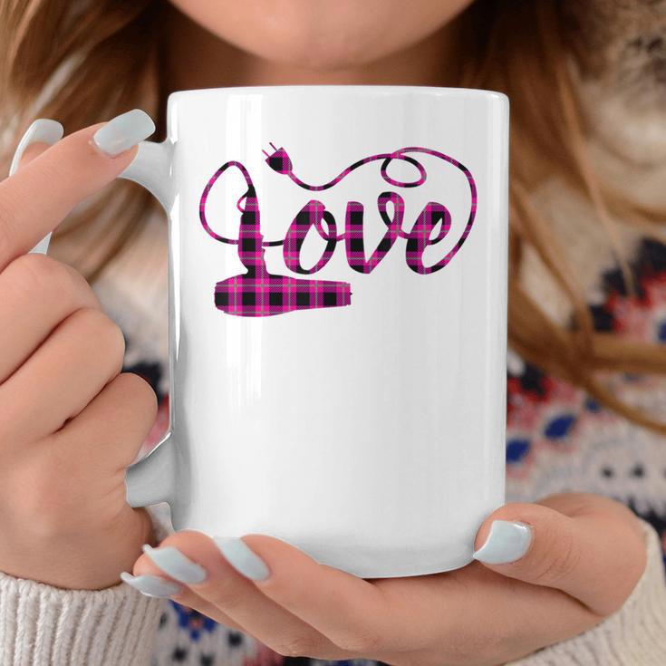 Hair Stylist Valentine Pink Buffalo Plaid Beauty Salon Coffee Mug Unique Gifts