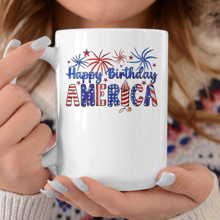 Happy Birthday America Firework Usa Flag 4Th Of July Freedom Coffee Mug Unique Gifts