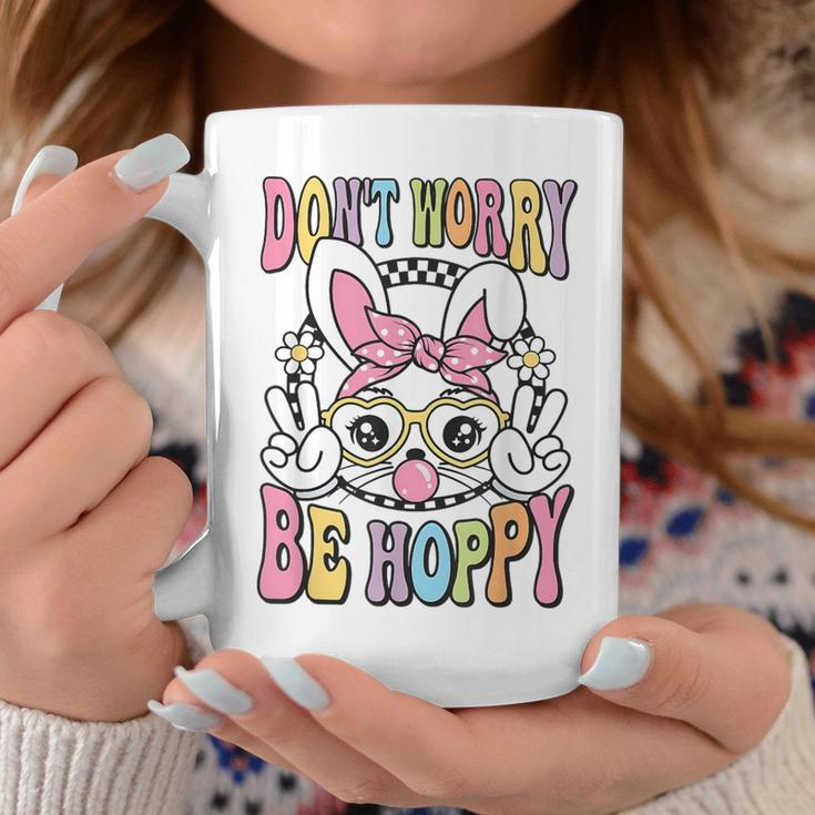 Happy Easter Groovy Bunny Face Don't Worry Be Hoppy Women Coffee Mug Funny Gifts
