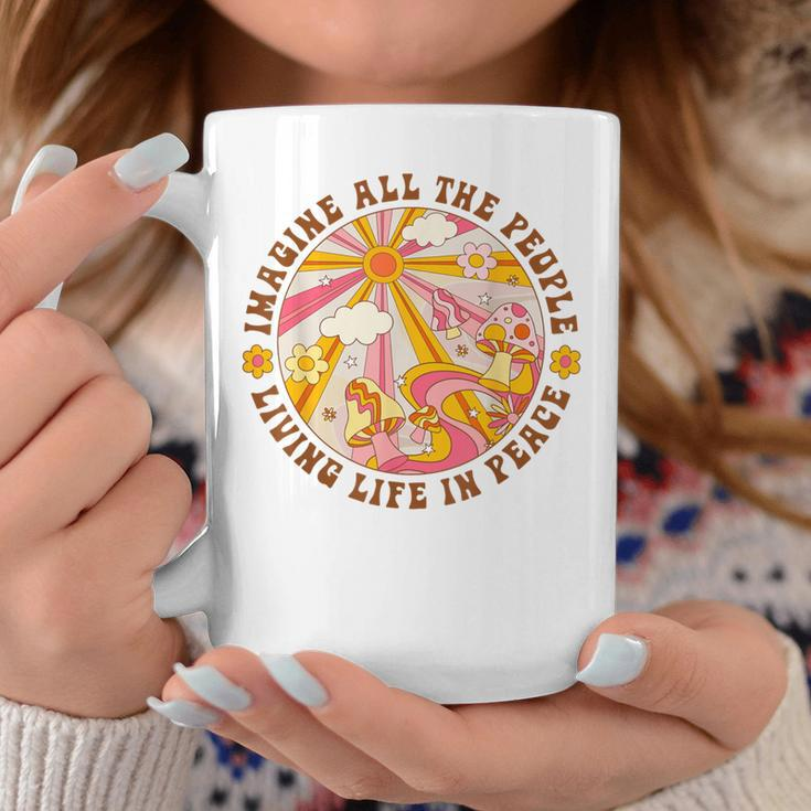 Hippie Imagine Living Life In Peace Sign Mushroom Retro 70S Coffee Mug Unique Gifts