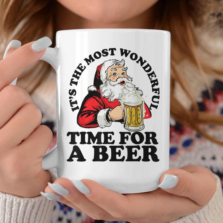 Its The Most Wonderful Time For A Beer Santa Christmas Coffee Mug Unique Gifts