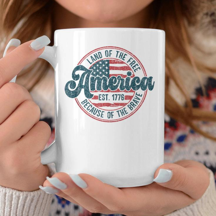 Land Of The Free Because Of The Brave Vintage 4Th Of July Coffee Mug Unique Gifts