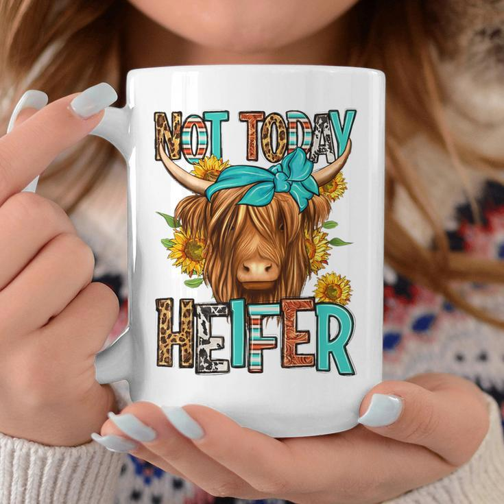 Leopard Highland Cow Bandana Not Today Heifer Western Animal Coffee Mug Personalized Gifts