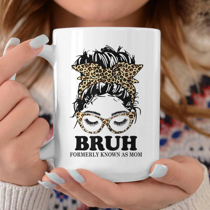 Leopard Messy Bun Bruh Formerly Known As Mom Coffee Mug Personalized Gifts
