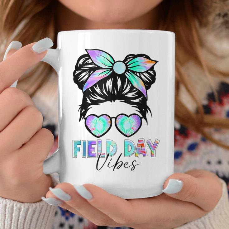 Messy Bun Field Day Vibes Tie Dye Last Day School Coffee Mug Funny Gifts