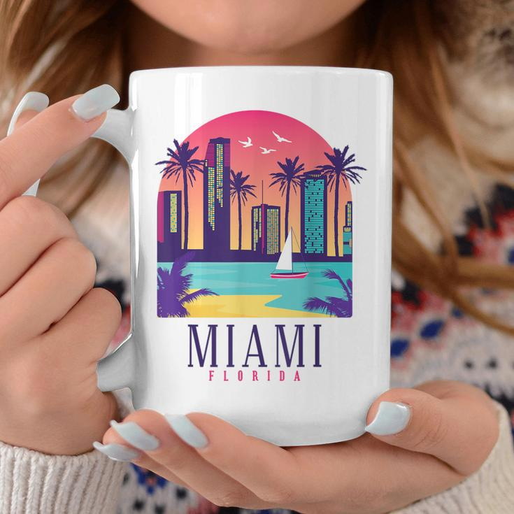 Miami Florida Vintage Retro Skyline Palm Trees Souvenir Coffee Mug Unique Gifts