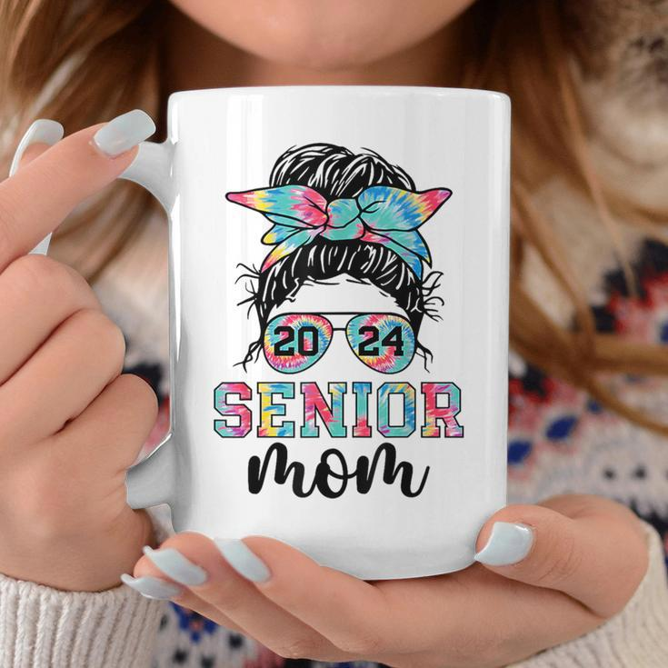 Mom Class Of 24 Senior 2024 Messy Bun Tie Dye Coffee Mug Unique Gifts