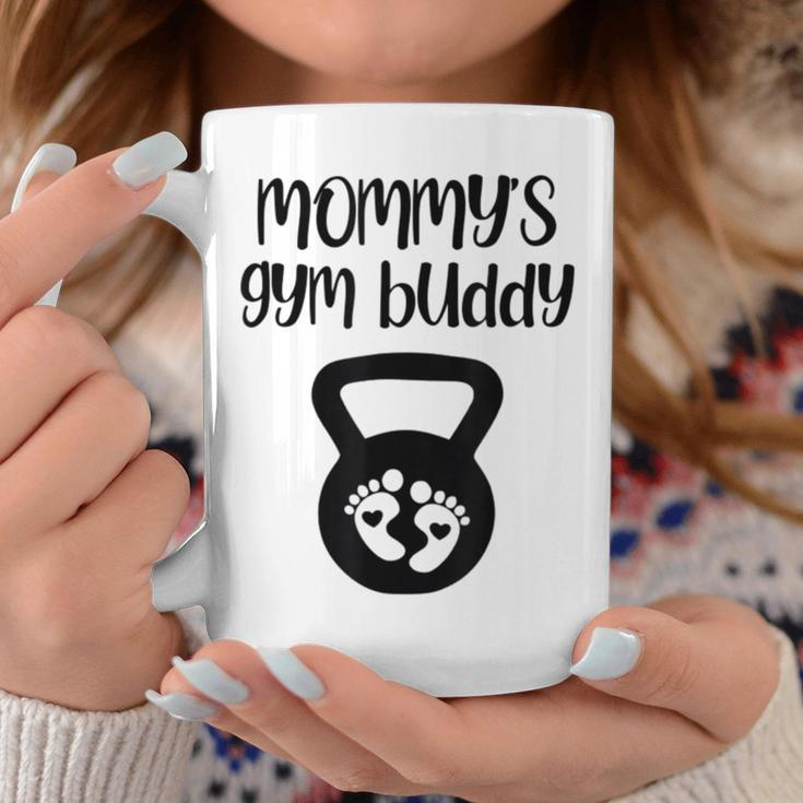 Mommy's Gym Buddy Pregnant Kettlebell Lifting Bodybuilding Coffee Mug Unique Gifts