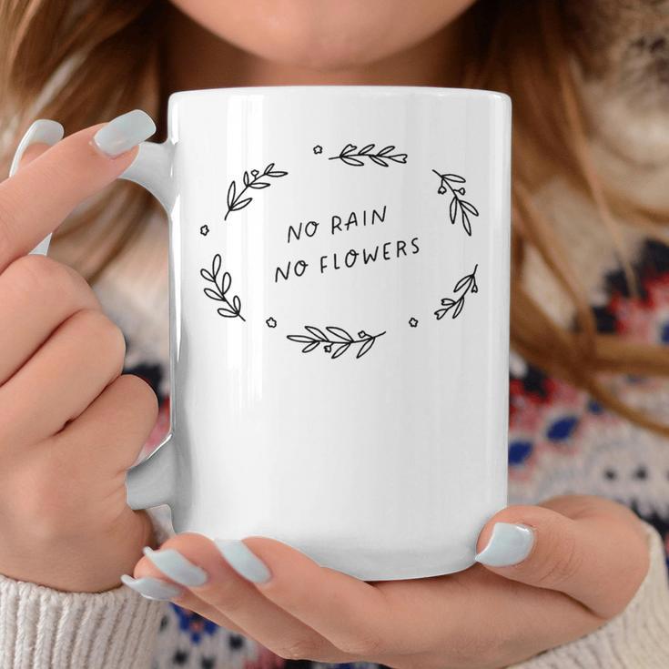 No Rain No Flowers Simple Handdrawn Flower Coffee Mug Unique Gifts