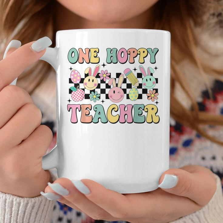 One Hoppy Teacher Bunny Easter Day Groovy Retro Boy Girl Coffee Mug Unique Gifts