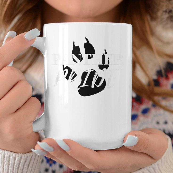 Panther Pride High School Fan Spirit Black Paw Print Coffee Mug Unique Gifts