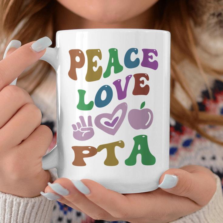 Peace Love Pta Retro Parent Teacher Association Groovy Coffee Mug Unique Gifts