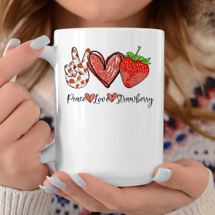 Peace Love Strawberry It's A Berry Good Time Fruits Heart Coffee Mug Unique Gifts