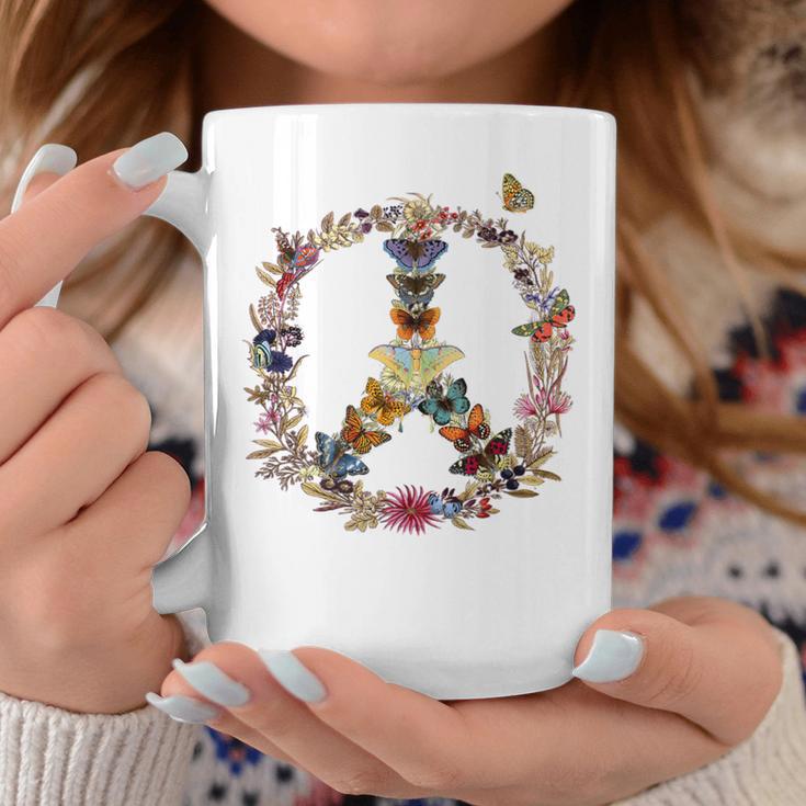 Peace Sign Butterflies Flowers 60'S 70S Retro Hippie Coffee Mug Unique Gifts