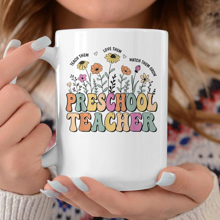 Preschool Teacher Wildflower Groovy Teacher Back To School Coffee Mug Unique Gifts