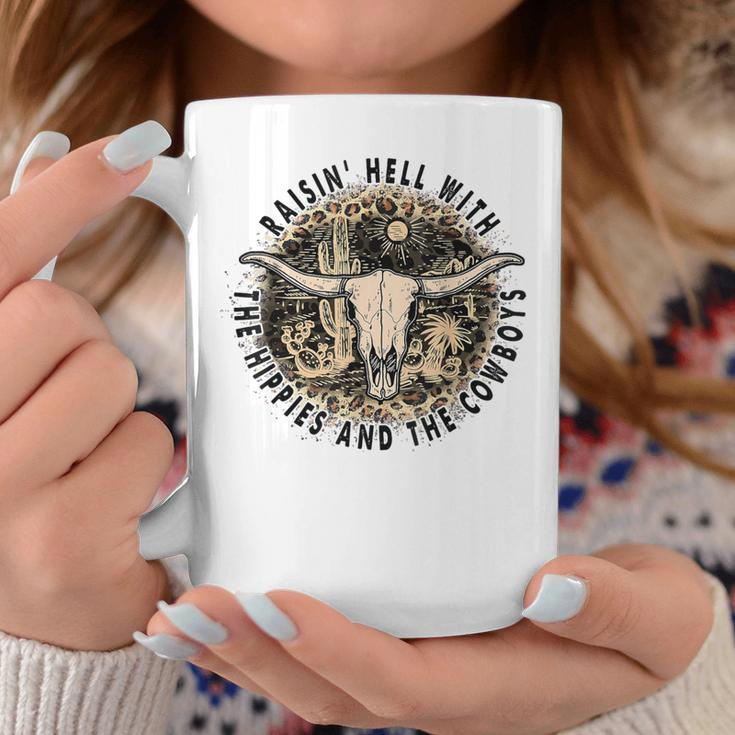 Raisin' Hell With The Hippies And The Cowboys Coffee Mug Unique Gifts