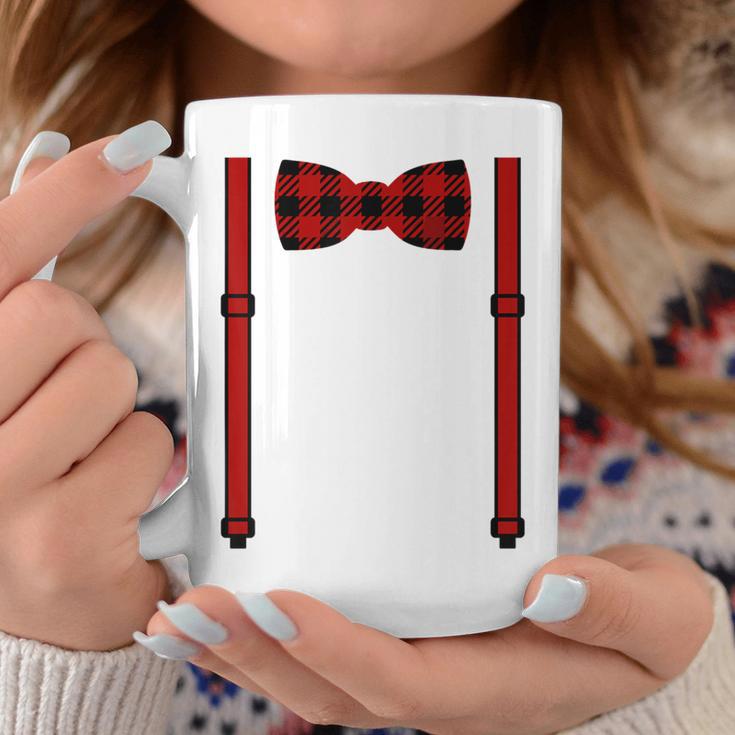 Red Buffalo Plaid Bow Tie And Suspenders Coffee Mug Unique Gifts