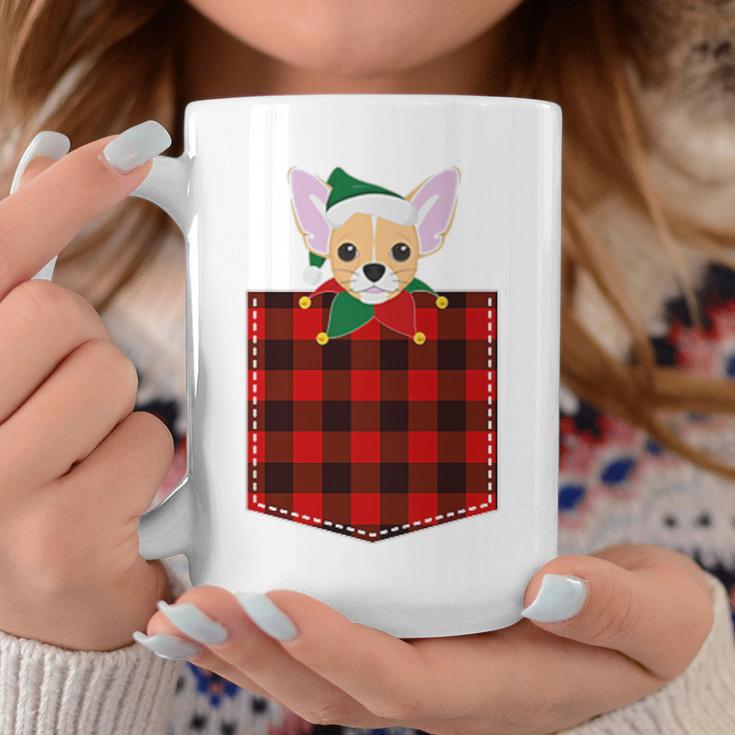 Red Plaid Chihuahua In Pocket Buffalo Family Elf Pajama Coffee Mug Unique Gifts