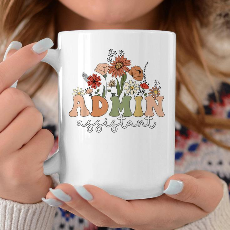 Retro Admin Assistant Wildflowers Administrative Assistant Coffee Mug Funny Gifts