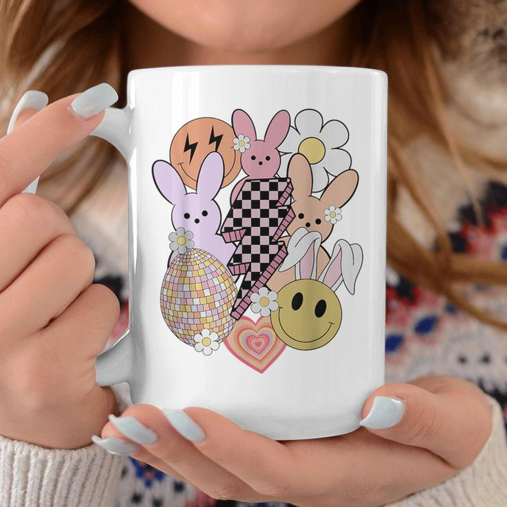 Retro Groovy Easter Vibes Smile Face Rabbit Bunny Girl Coffee Mug Unique Gifts