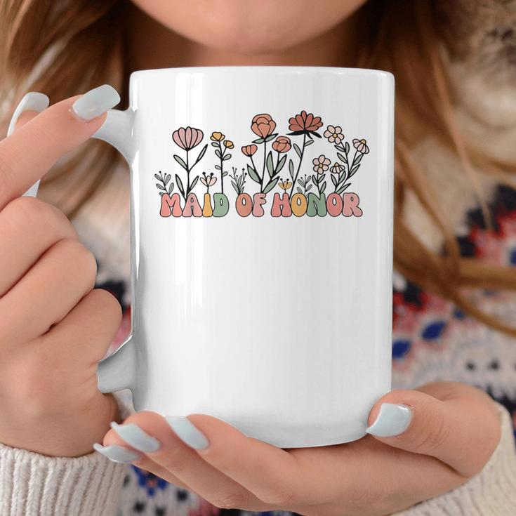 Retro Groovy Maid Of Honor Floral Bachelorette Party Bridal Coffee Mug Unique Gifts