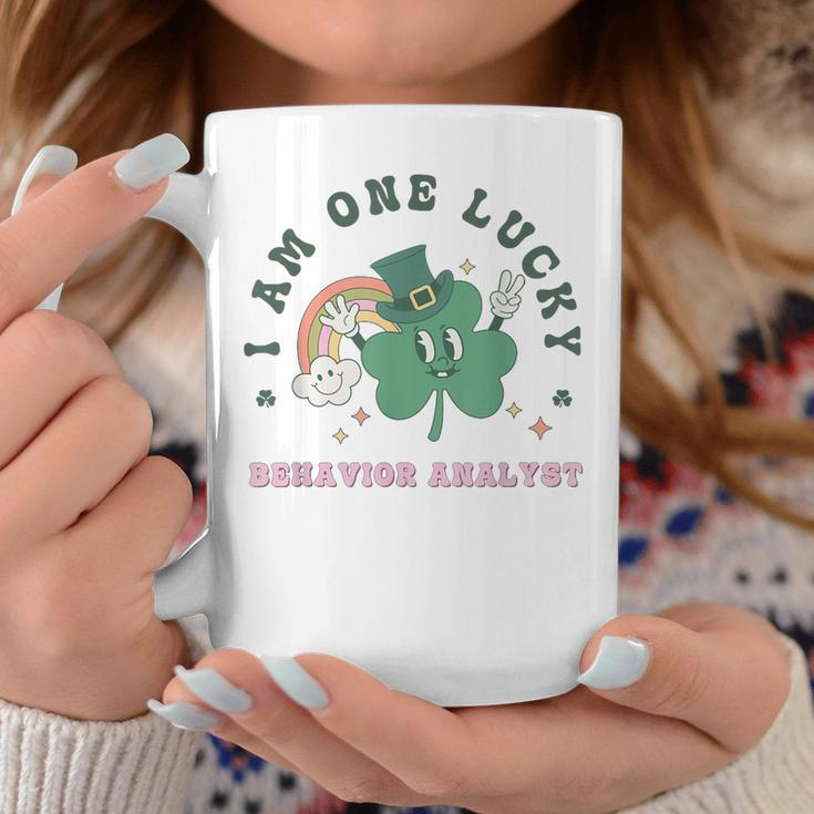 Retro Lucky Behavior Analyst St Patrick's Day Rainbow Bcba Coffee Mug Funny Gifts
