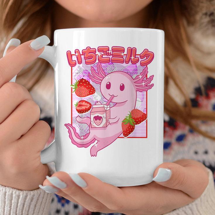 Retro Strawberry Milk Anime Kawaii Axolotl Strawberry Milk Pink Tassen Lustige Geschenke