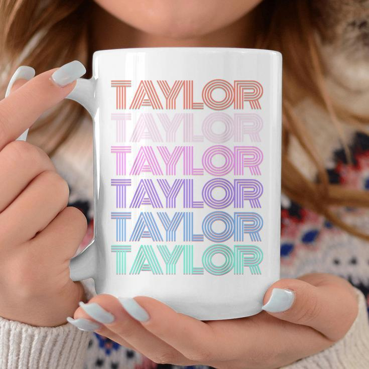 Retro Taylor Girl Boy First Name Pink Groovy Birthday Party Coffee Mug Funny Gifts