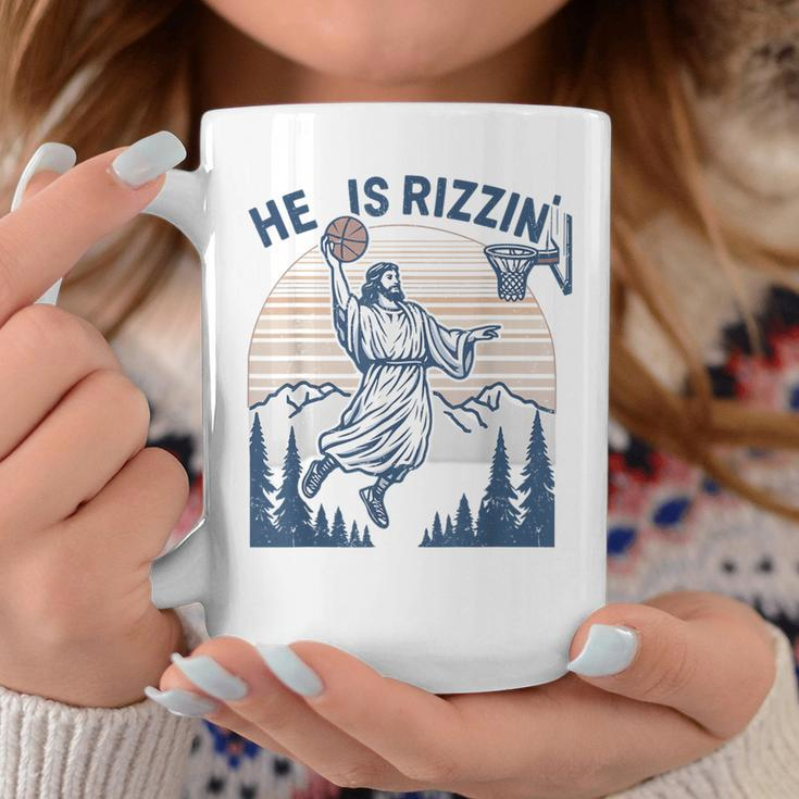 He Is Risen Rizzin' Easter Jesus Christian Faith Basketball Coffee Mug Unique Gifts