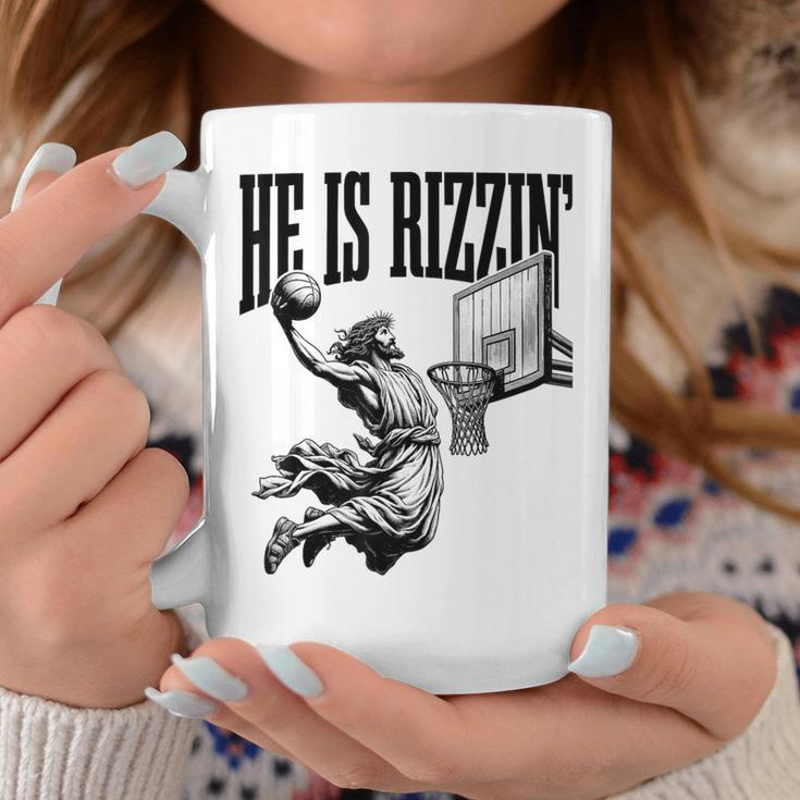 He Is Rizzin Basketball Retro Christian Religious Coffee Mug Unique Gifts