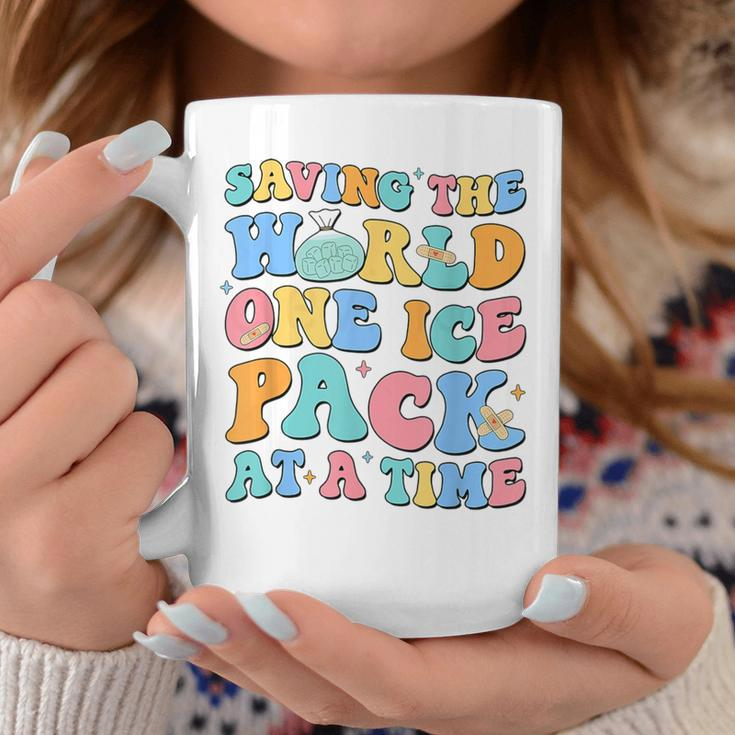 Saving The World One Ice Pack At Time Retro School Nurse Coffee Mug Funny Gifts