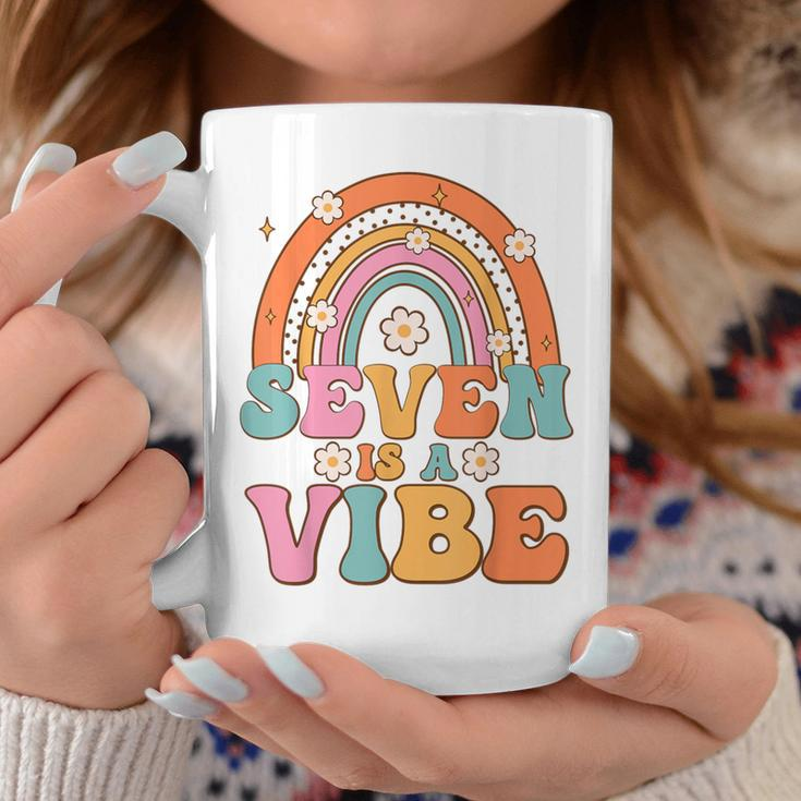 Seven Is A Vibe 7Th Birthday Rainbow Groovy Boys Girls Coffee Mug Unique Gifts