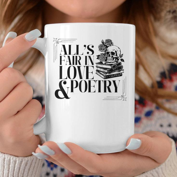 Skull All's Fair In Love & Poetry Men Coffee Mug Unique Gifts