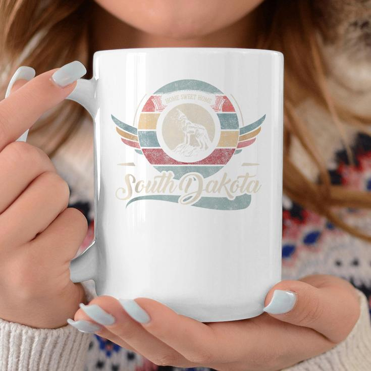 South Dakota Vintage State Animal Coyote Sweet Home Boho Coffee Mug Unique Gifts