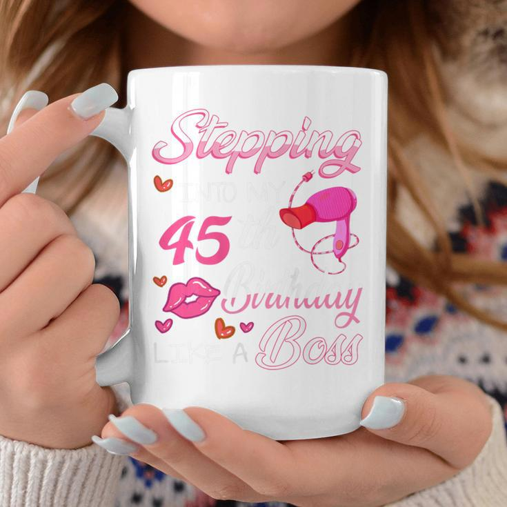 Stepping Into My 45Th Birthday Like A Boss Pink Lip Coffee Mug Unique Gifts