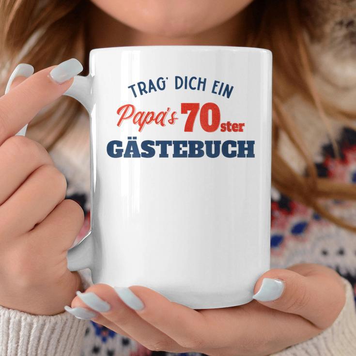 Trag Dich Ein Papas 70 Gästebuch Papa Geschenk Geburtstag Mit-Ausschnitt Tassen Lustige Geschenke