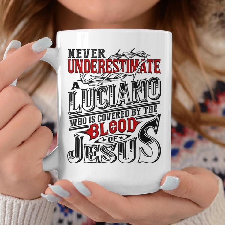 Never Underestimate Luciano Family Name Coffee Mug Funny Gifts