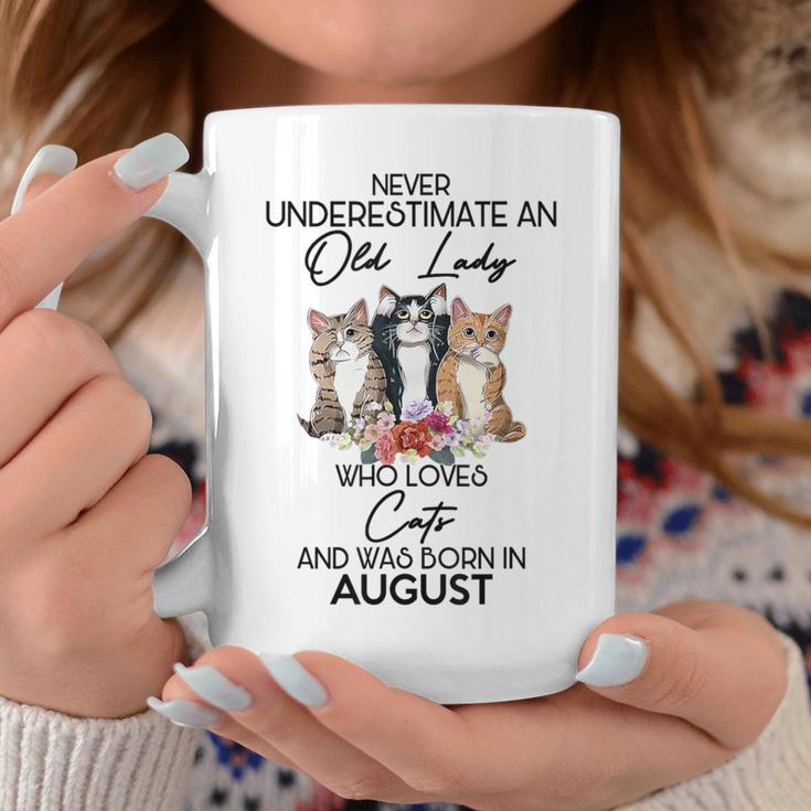 Never Underestimate An Old Lady Who Loves Cats August Coffee Mug Unique Gifts