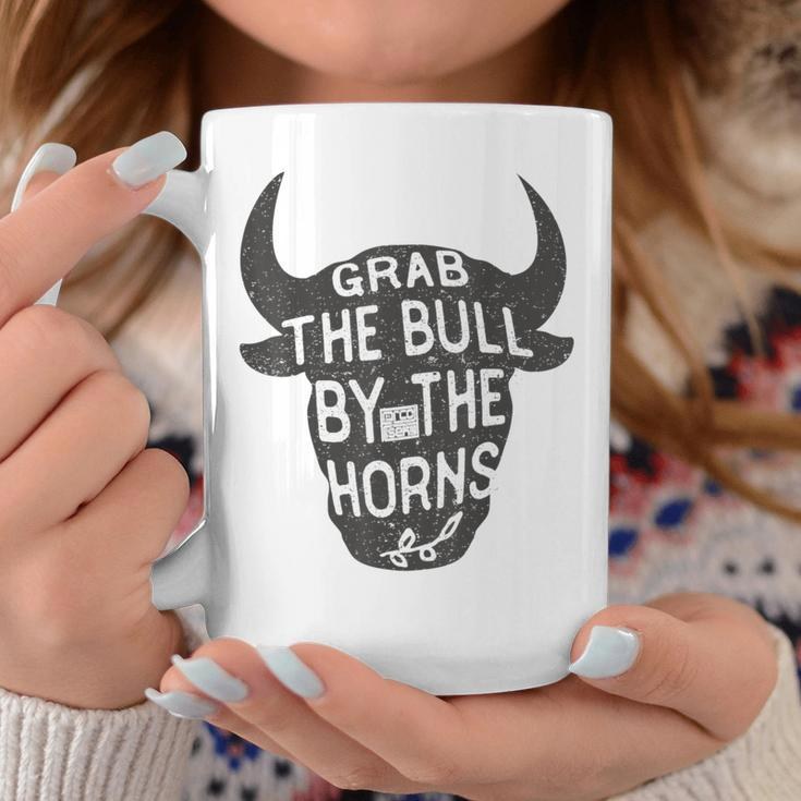 Vintage Inspiration Grab Bull Horns Rodeo Cow Riding Coffee Mug Unique Gifts