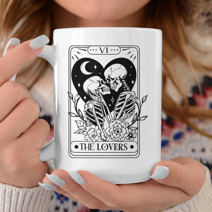 Vintage The Lovers Tarot Card Skeleton Skull Loves Tarot Coffee Mug Funny Gifts