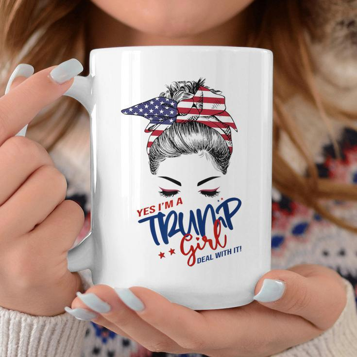 Yes I'm A Trump Girl Deal With It Messy Hair Bun Trump Coffee Mug Personalized Gifts