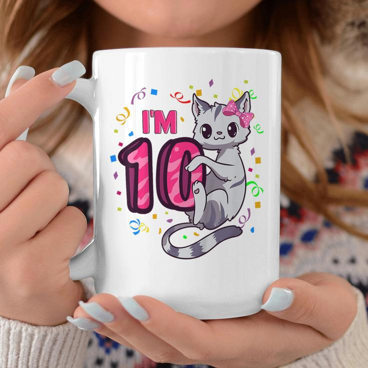 Youth Girls 10Th Birthday Outfit I'm 10 Years Old Cat Kitty Kitten Coffee Mug Funny Gifts